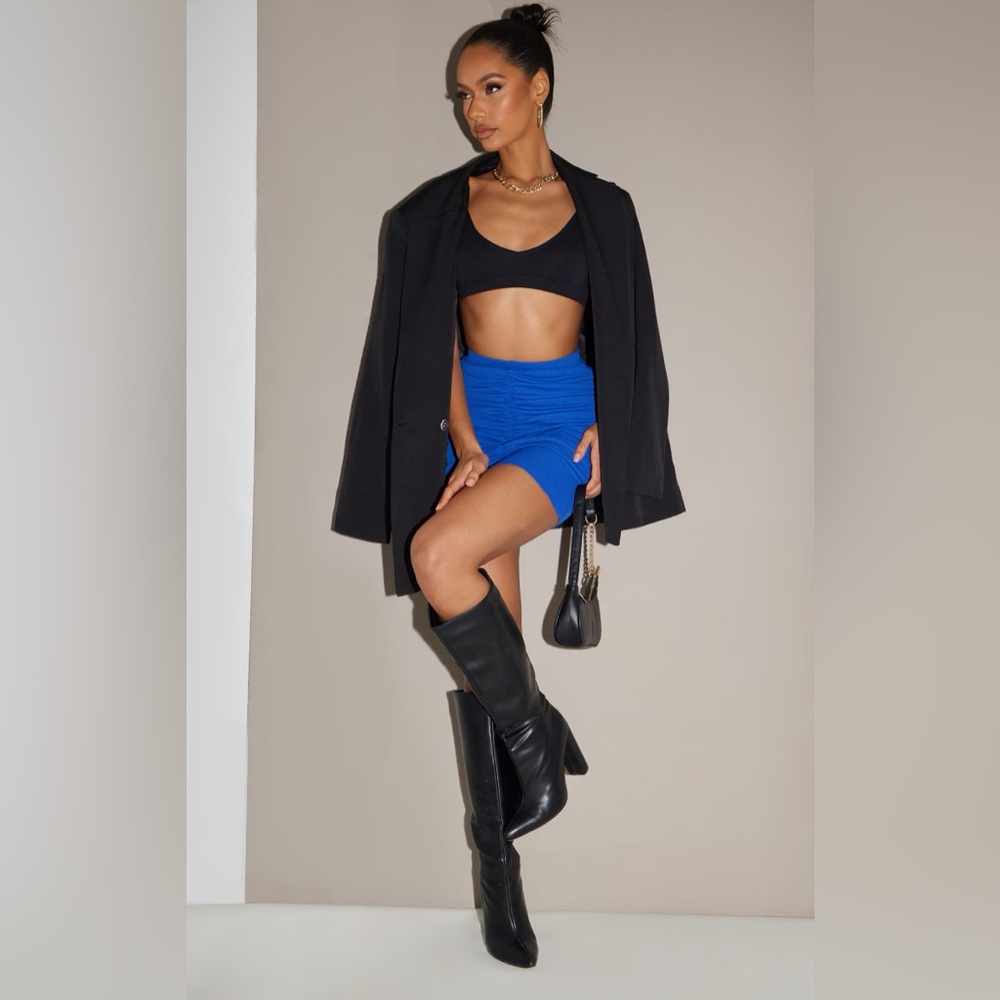 Blue Belted Mini Skirt